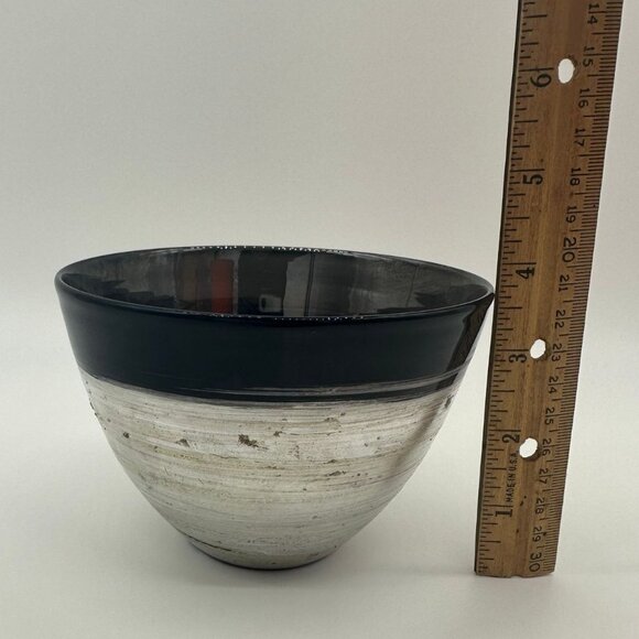 Art Glass Bowl Hand Blown Brehat France Signed Smoke Gray Silver Artsian Made - Picture 10 of 10